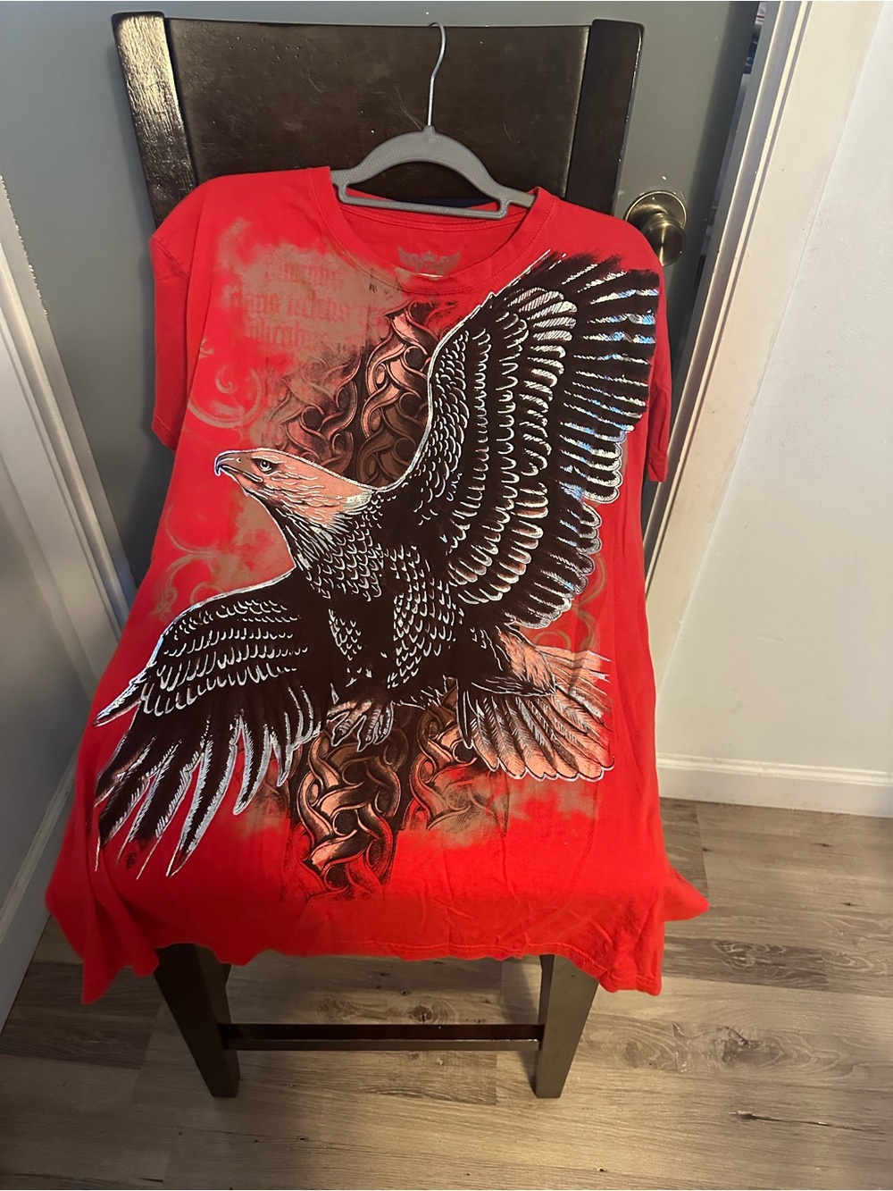 Red Graphic Eagle Print Men's T-Shirt